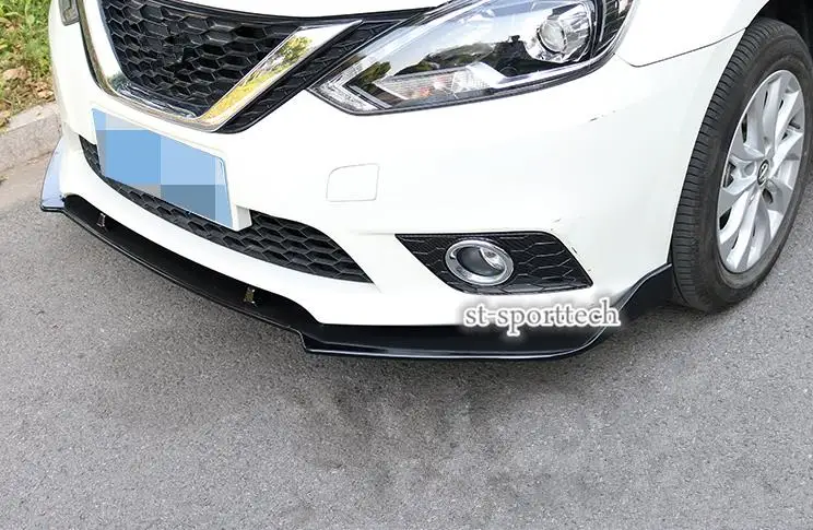 Для Nissan Sentra- ABS яркий черный Передний бампер Накладка 3 шт