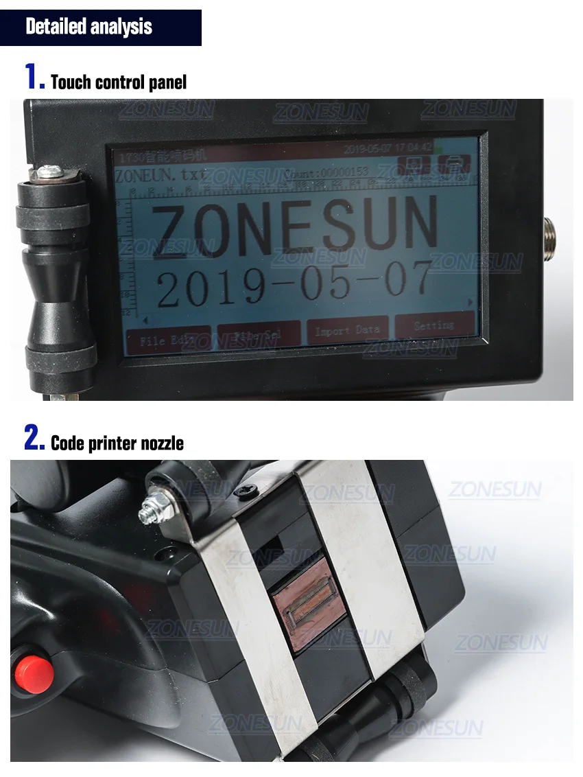 ZONESUN ручной светильник для струйного принтера с чернилами и датой, кодировочная машина, светодиодный дисплей для логотипа торговой марки