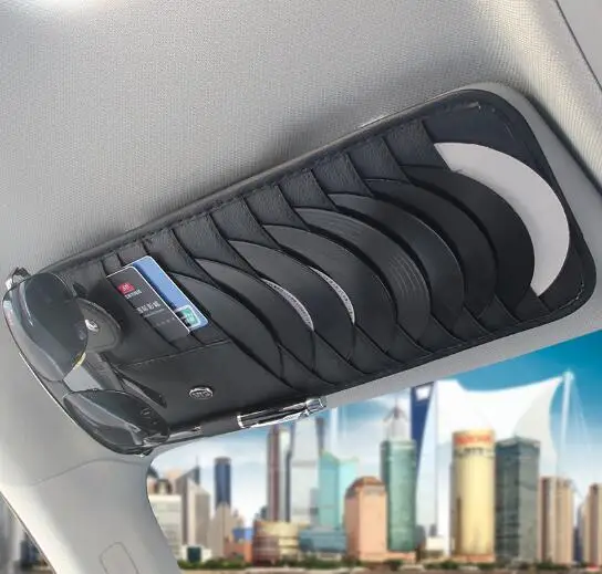 Автомобильный кожаный многофункциональный CD ящик для хранения автомобиля