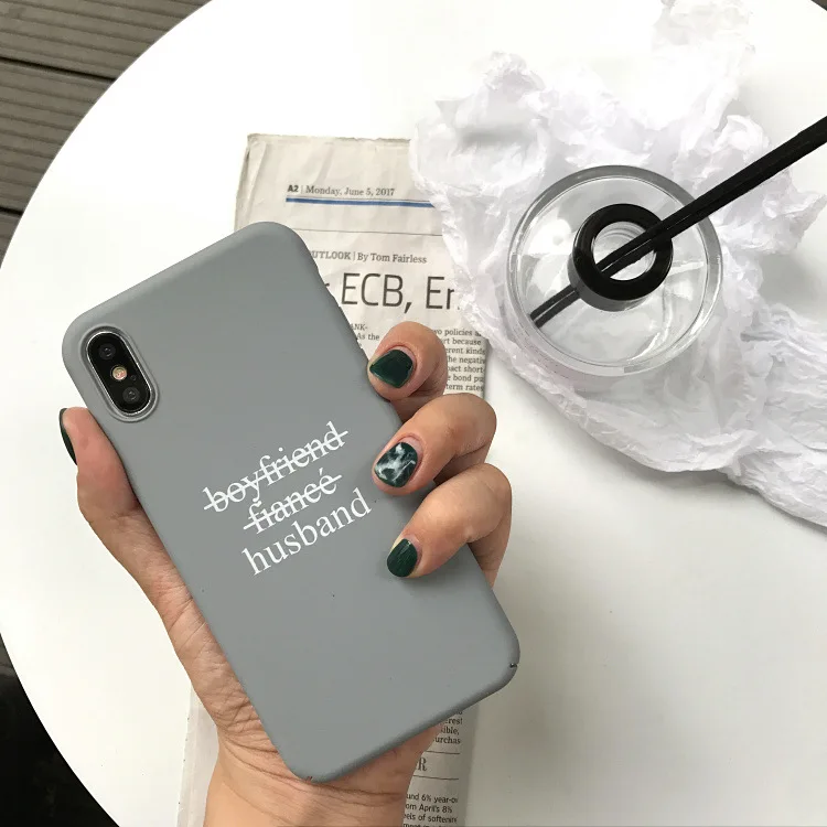 Solid color Simple Letters Korean Phone Case For iPhone X 7 Puls 6 6S Cases Rock Sand Texture Hard Back Cover Bule Green |