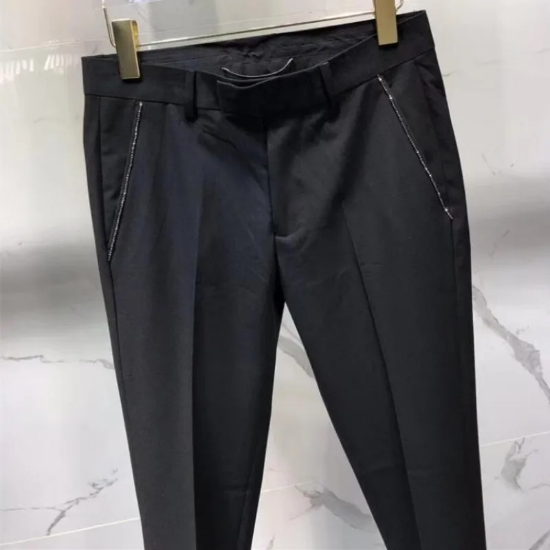 Brand Fashion Diamonds Rivet Blazer Suit Men Office Work Formal Terno Masculino TOP Quality Slim Fit Wedding Party Dress | Мужская