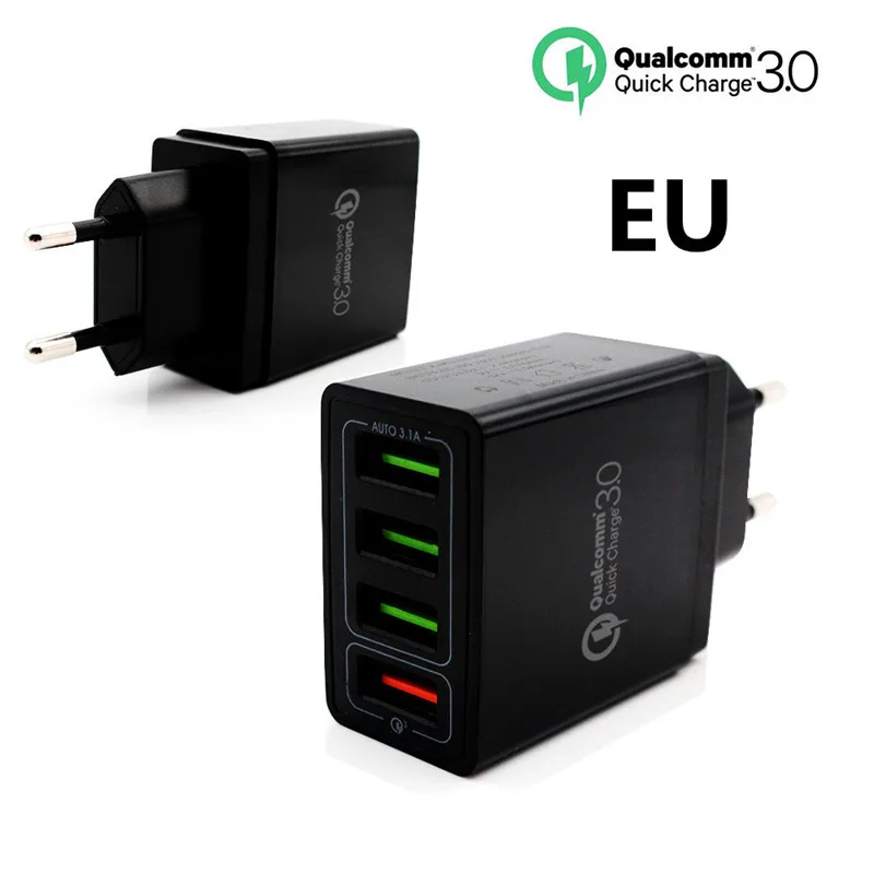 EU Not Cable Black XEDAIN EU/US штекер Бесплатный кабель для передачи данных телефон 4 порта 6.2A быстрое зарядное устройство QC 3,0 USB зарядное устройство для iphone ipad samsung huawei Xiaomi sony - Тип штекера: EU Not Cable Black