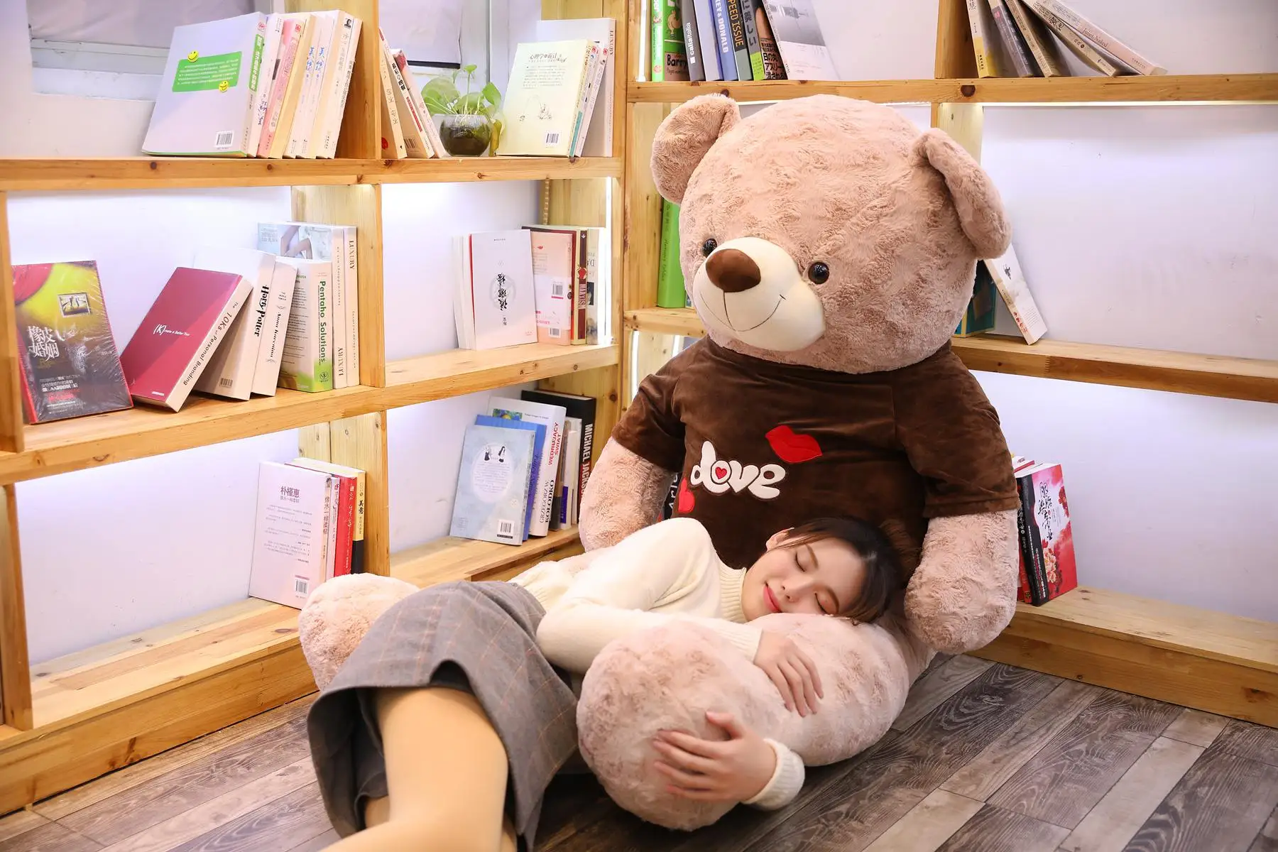 80CM/ 100CM T-shirt Love Teddy Bear Doll Large Plush Toy Big Bear Appease Stuffed Doll Female Birthday Gift Valentine's Day Gift