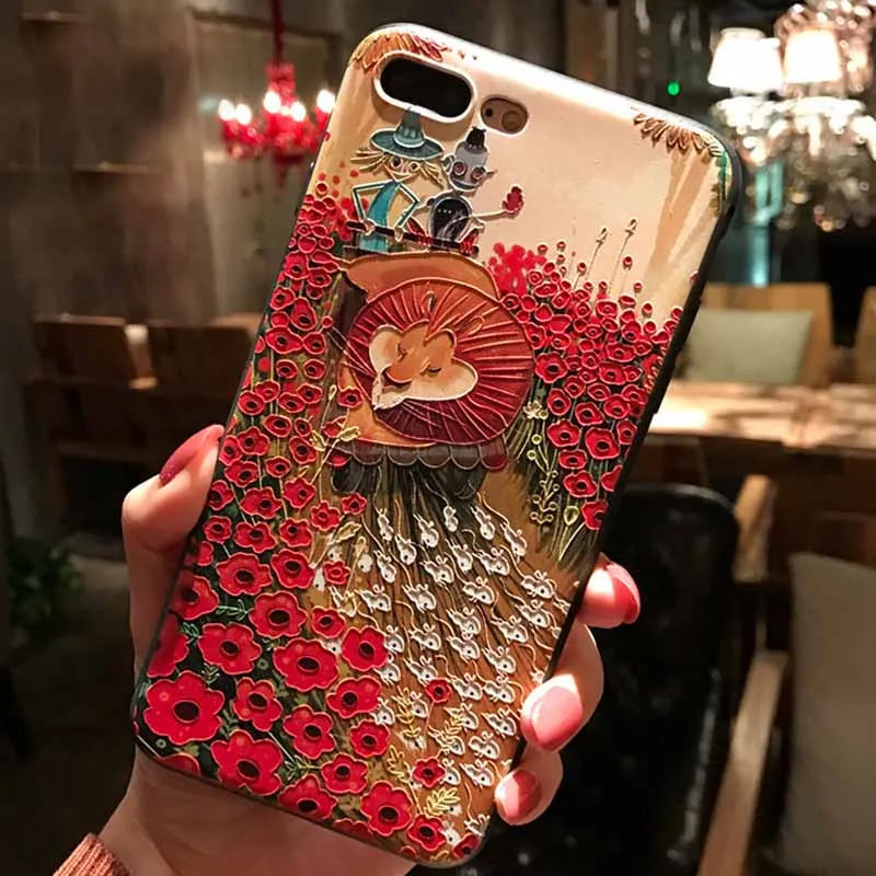 JIBAN Funny Cartoon Animal Phone Case for iphone X 8 8plus 7 7plus 6 6s 6plus Fashion Scrub 3D Painted Embossed Cover Wholesale |
