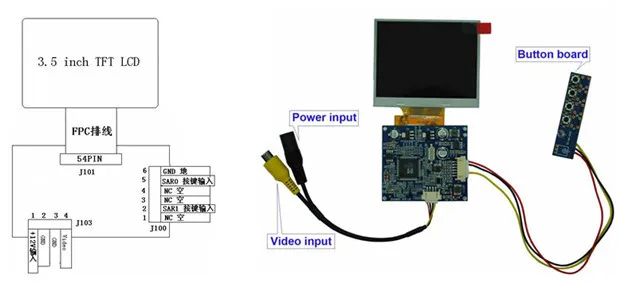 Плата CVBS/Video Drive+ 3,5 дюймовый TFT lcd цифровой экран 320(RGB)* 240(Система PAL/NTSC OSD меню RoHS стандарт