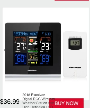 EXCELVAN метеостанция Температура Влажность Беспроводной Красочные ЖК дисплей с Барометр Прогноз погоды радио будильник