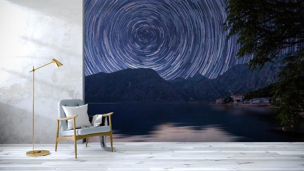 

[Self-Adhesive] 3D Meteor Shower Mountain Water Scenery 2 Wall Paper mural Wall Print Decal Wall Murals