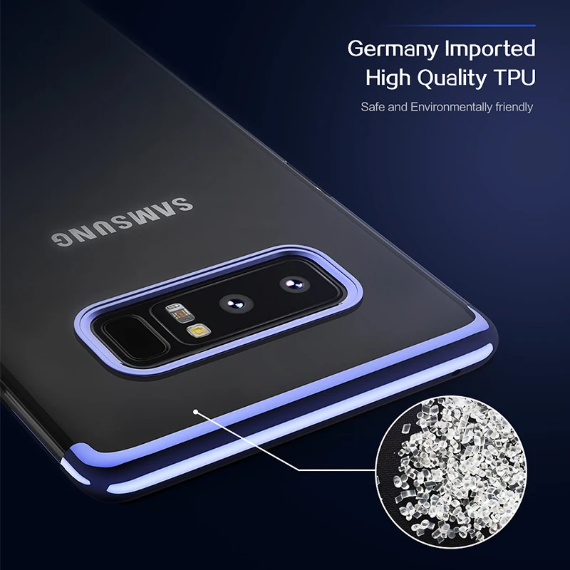 FLOVEME Luxury Phone Case for Samsung Galaxy Note 8 Cases Silicon TPU Gold Plated Ultra Thin Slim Transparent Soft Cover Fundas |