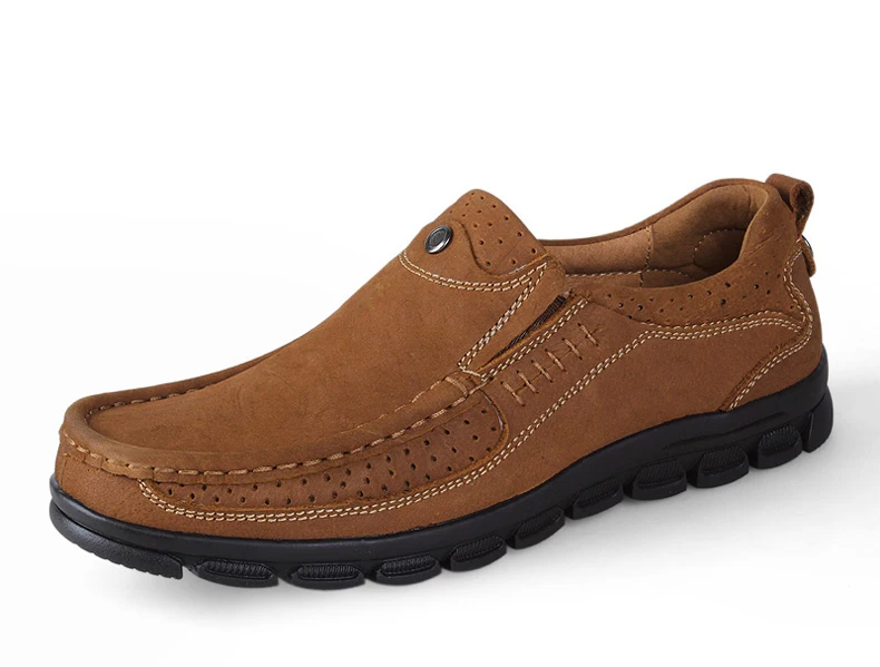 Мужские туфли из натуральной кожи на плоской подошве; модные мужские лоферы; мужская повседневная обувь ручной работы; мужские мокасины; zapatos hombre; Прямая поставка - Цвет: Коричневый