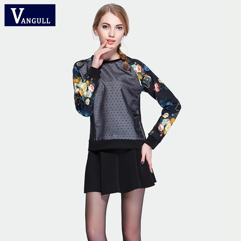 VANGULL/женские толстовки с капюшоном и цветочным принтом Юбка из двух частей