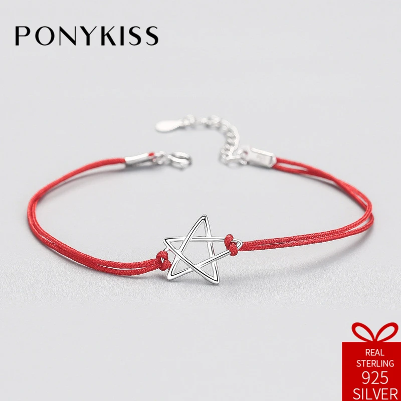 Браслеты PONYKISS в этническом стиле из серебра 100% пробы со звездой и Красной