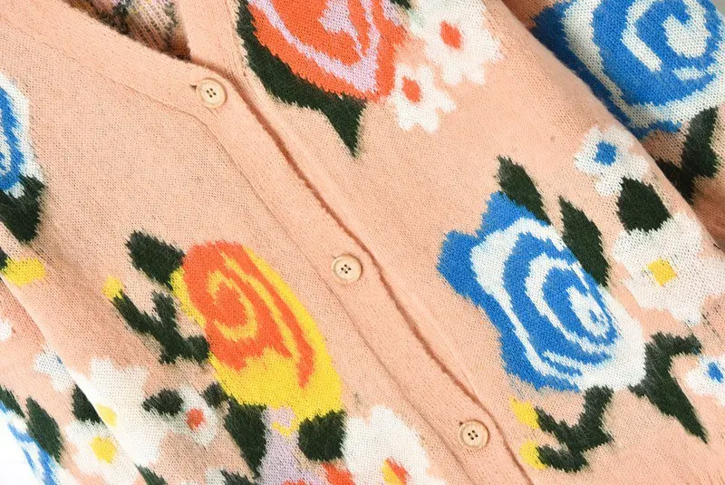 Oversized Runway Cardigan Big Flower Jacquard Mohair Warm Long Coat Overcoat 2018 Winter Knit Sweater Jumper Pull Femme |
