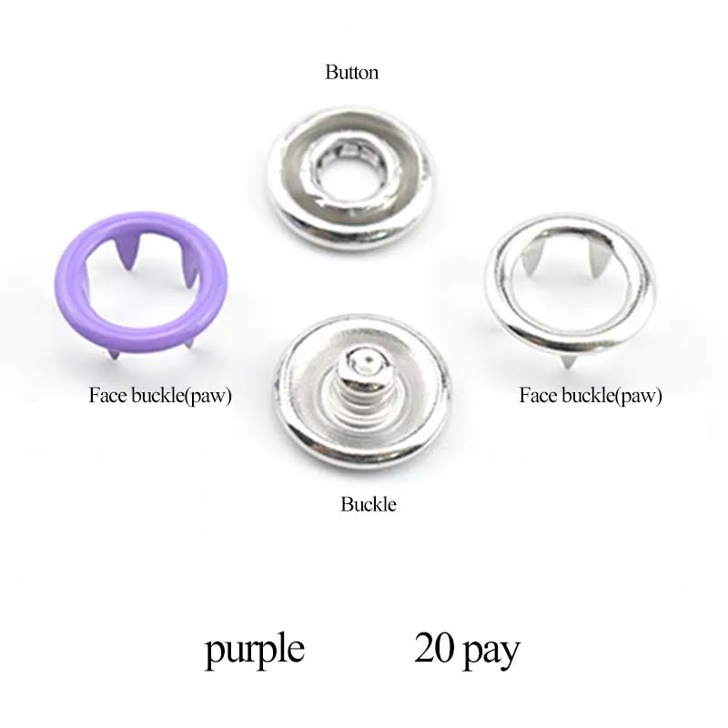 purple 1 комплект; детская одежда на кнопках; слюнявчик для полотенец; цветная пустотелая пятиконечная Пряжка; Медная металлическая пряжка - Цвет: purple