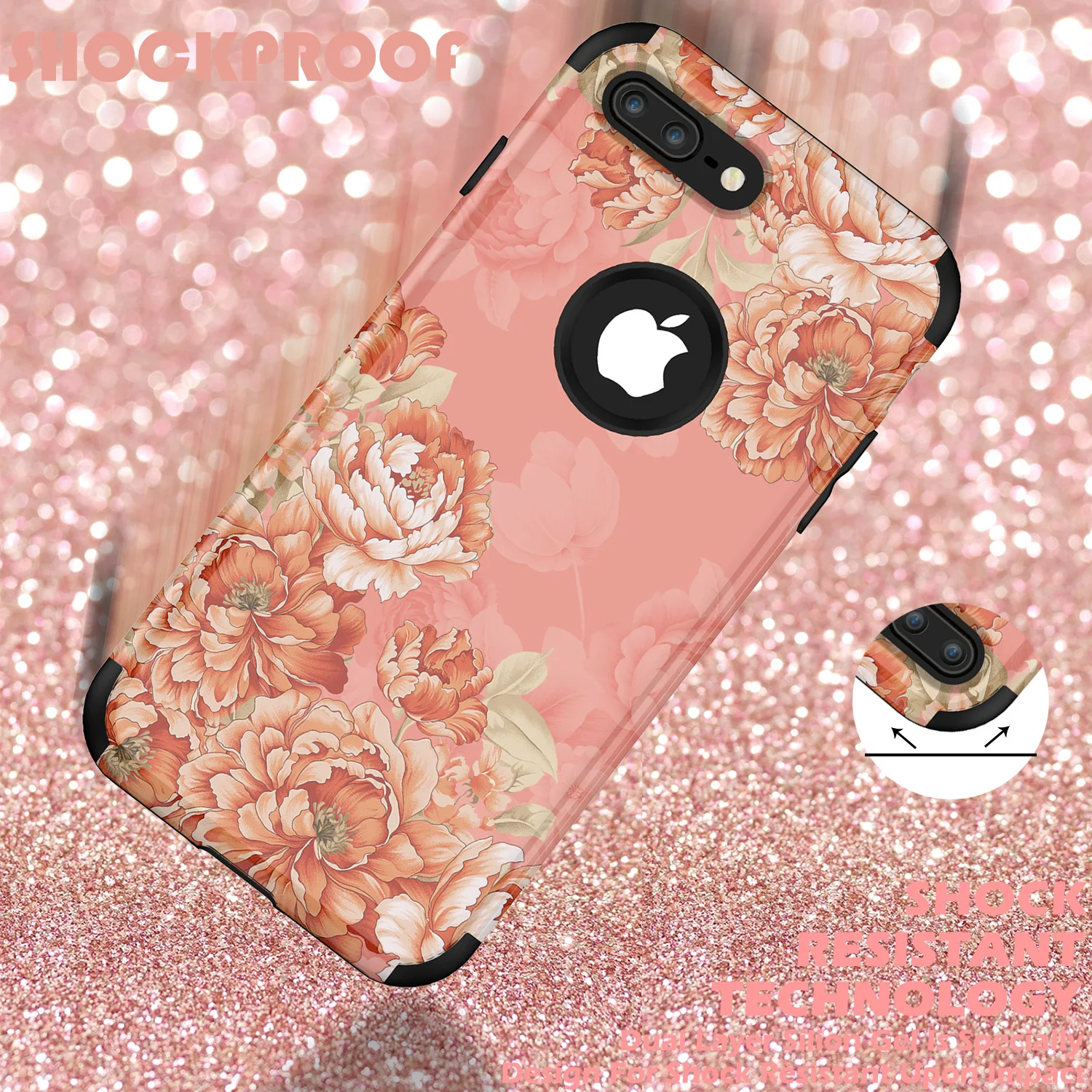 3 в 1 ударопрочный чехол для iPhone 8 7 6s Plus сверхмощный полный защитный Apple X XR XS Max Flower |