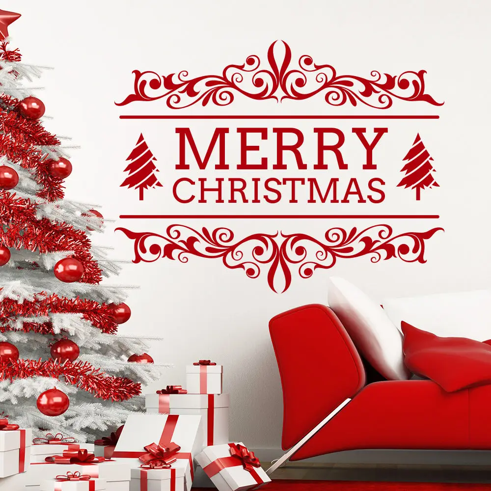 Wall Decal Home Decor Tree Removable Windows Vinyl Merry Christmas Plane Sticker Pattern Single-piece Package Modern | Дом и сад