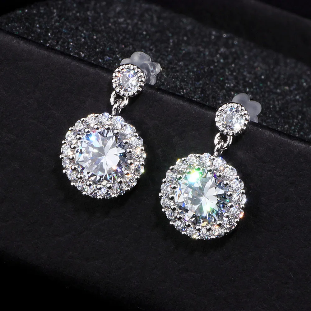 Новые дизайнерские Элегантные классические серьги с круглыми кристаллами