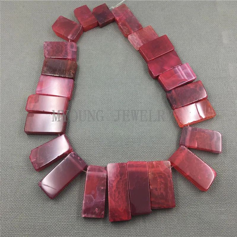 

MY1260 Mix Size Top drilled Red Rectangle Dragon Veins Agates Slice Slab Beads For Pendant Necklace Jewelry Making