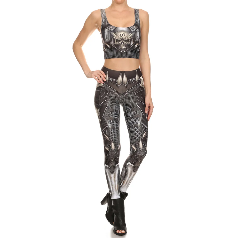Костюм для косплея Orcish Armor Print Женский Для Фитнеса Йоги Костюм тренировочный спортивный жилет и леггинсы костюм Тонкий комплект для бега сексуальная клубная одежда - Цвет: B03026