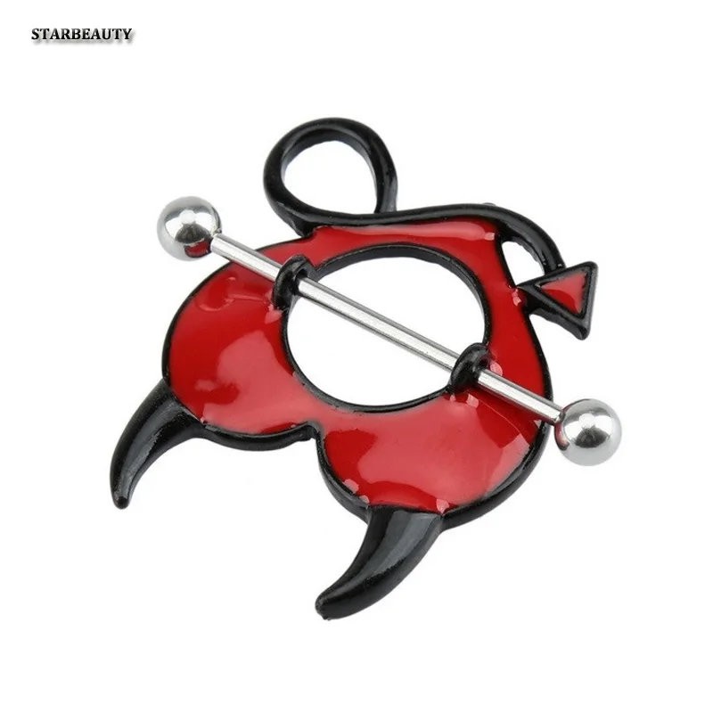 Пирсинг для сосков в виде дьявола 16 г 2 шт.|cute nipple rings|body piercing jewelrynipple ring |
