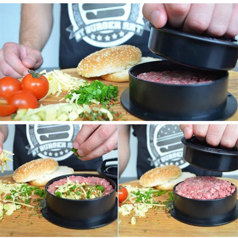 GOONBQ 3 шт./компл. круглый Форма форма для гамбургера Пластик для бургеров из мяса Пресс пресс-форм говядина форма для гамбургера Кухня аксессуары