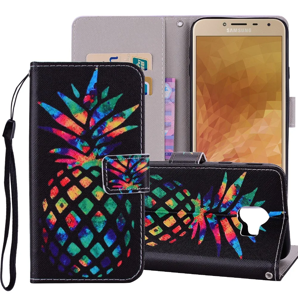 Для Samsung Galaxy J4 J6 2018 EU чехол Панда Сова Корона обезьяна кожаный бумажник откидной