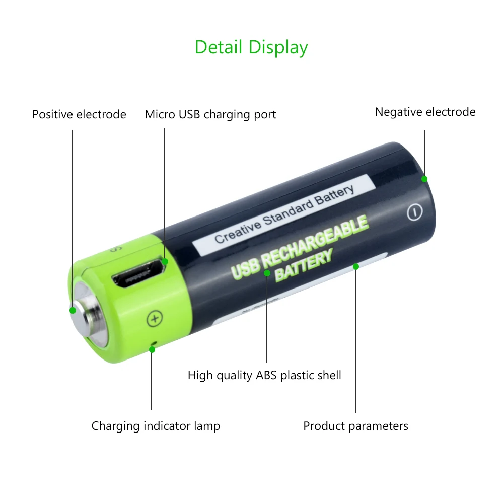 AA USB перезаряжаемая батарея 1250 mAh литий полимерная li po ионная usb