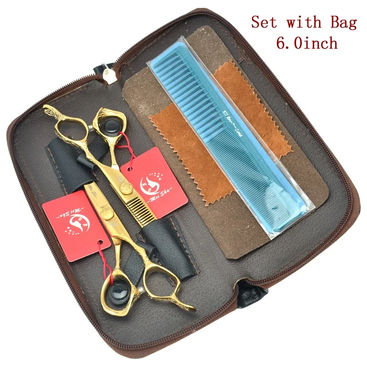 HA0228 with case Новинка 6,0 дюйма Профессиональные безопасные ножницы для стрижки волос Meisha Dragon с ручками, филировочные ножницы для салона или дома, для самостоятельного использования HA0232 - Цвет: HA0228 with case