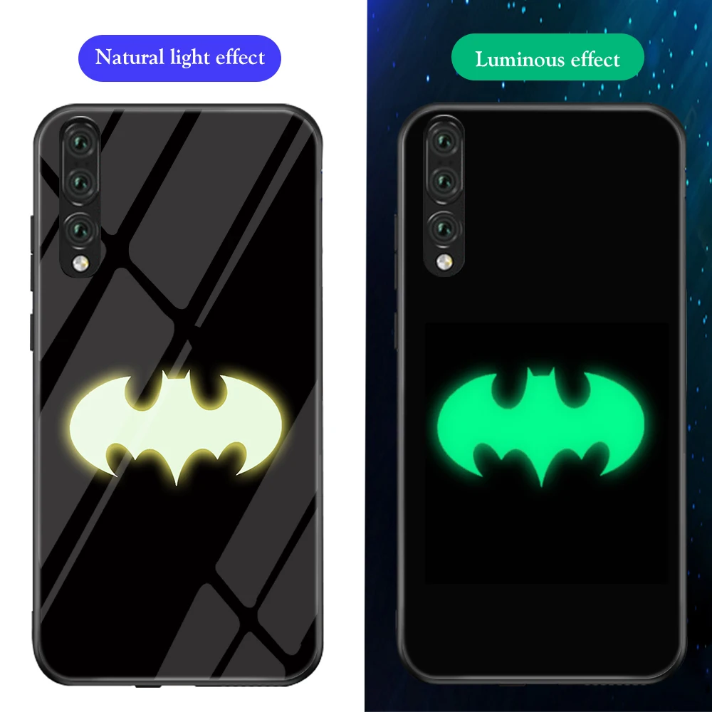 ciciber Phone Case for Huawei P30 Lite Pro Marvel Captain America Logo Luminous Glass Cover For P20 Coque Funda |
