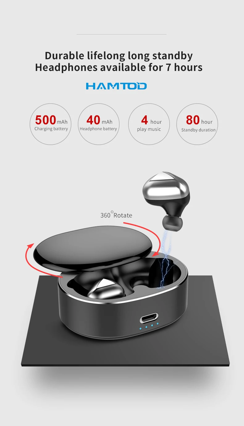 Беспроводная гарнитура HAMTOD T50 HiFi Dual Bluetooth 5 0 Автоматическое Сопряжение стерео 6D