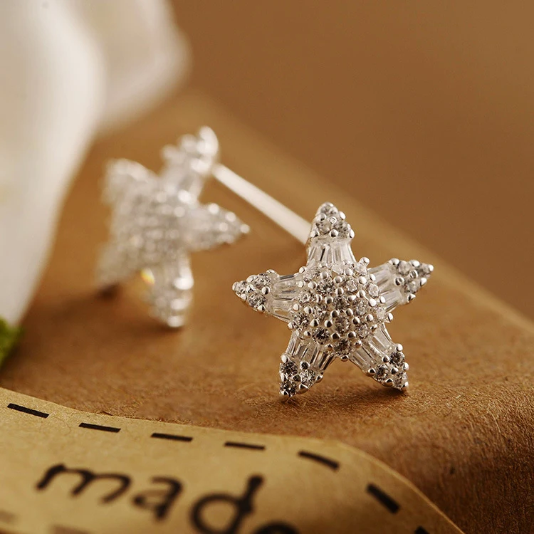 Женские серьги-гвоздики в форме звезды svjewelry ювелирное изделие из стерлингового