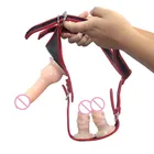 Тройное ремешок на реалистичные огромный трусы с фаллоимитатором для женщина пара страпон фаллоимитатор трусики взрослый секс-игрушки большой игры Секс-игрушки