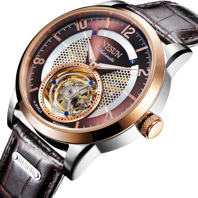Швейцарский бренд NESUN ограниченный выпуск мужские часы Tourbillion автоматические с