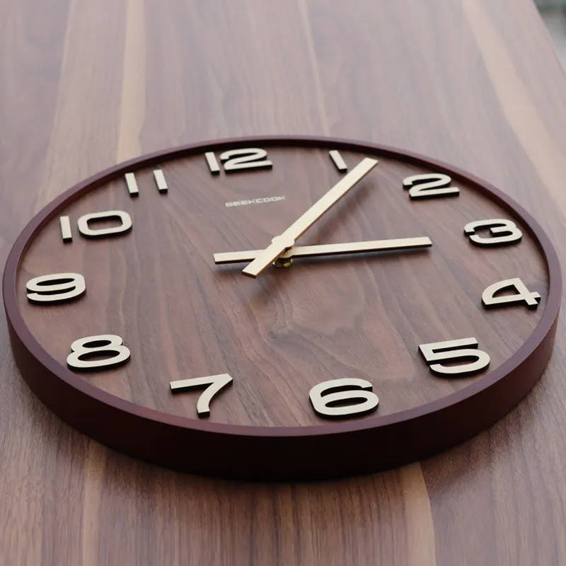 

New Chinese bedroom wall clock mute living room solid wood classical quartz home decoration creative wall charts