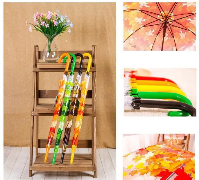 80cm diameter auto open transparent PVC falling leaves POE umbrella environmental protecting apollo dome princess EVA parasol |