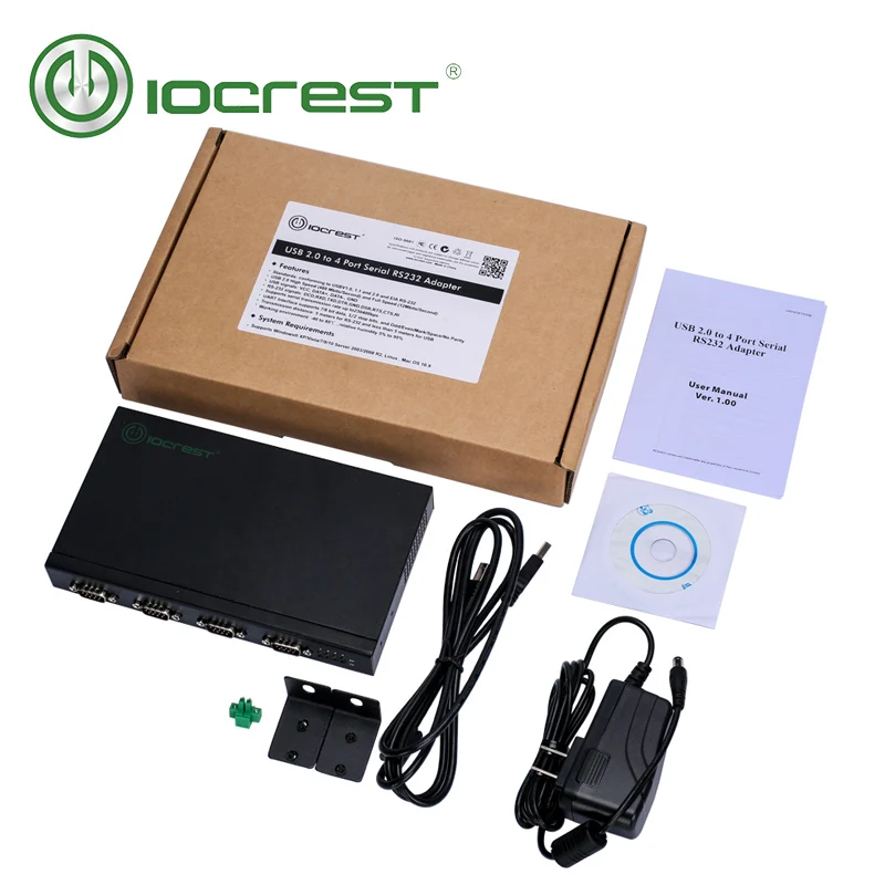 IOCREST USB 2 0 до 4 портов RS232 DB9 9pin конвертер последовательный адаптер мультипликатора