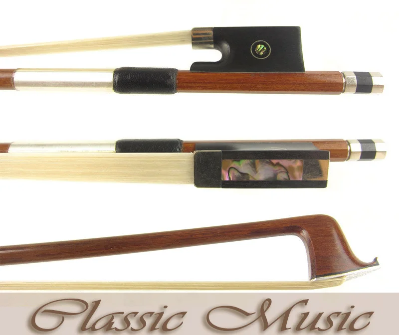 Серебряный бант для скрипки Pernambuco с серебряным кончиком ручной работы (4/4)