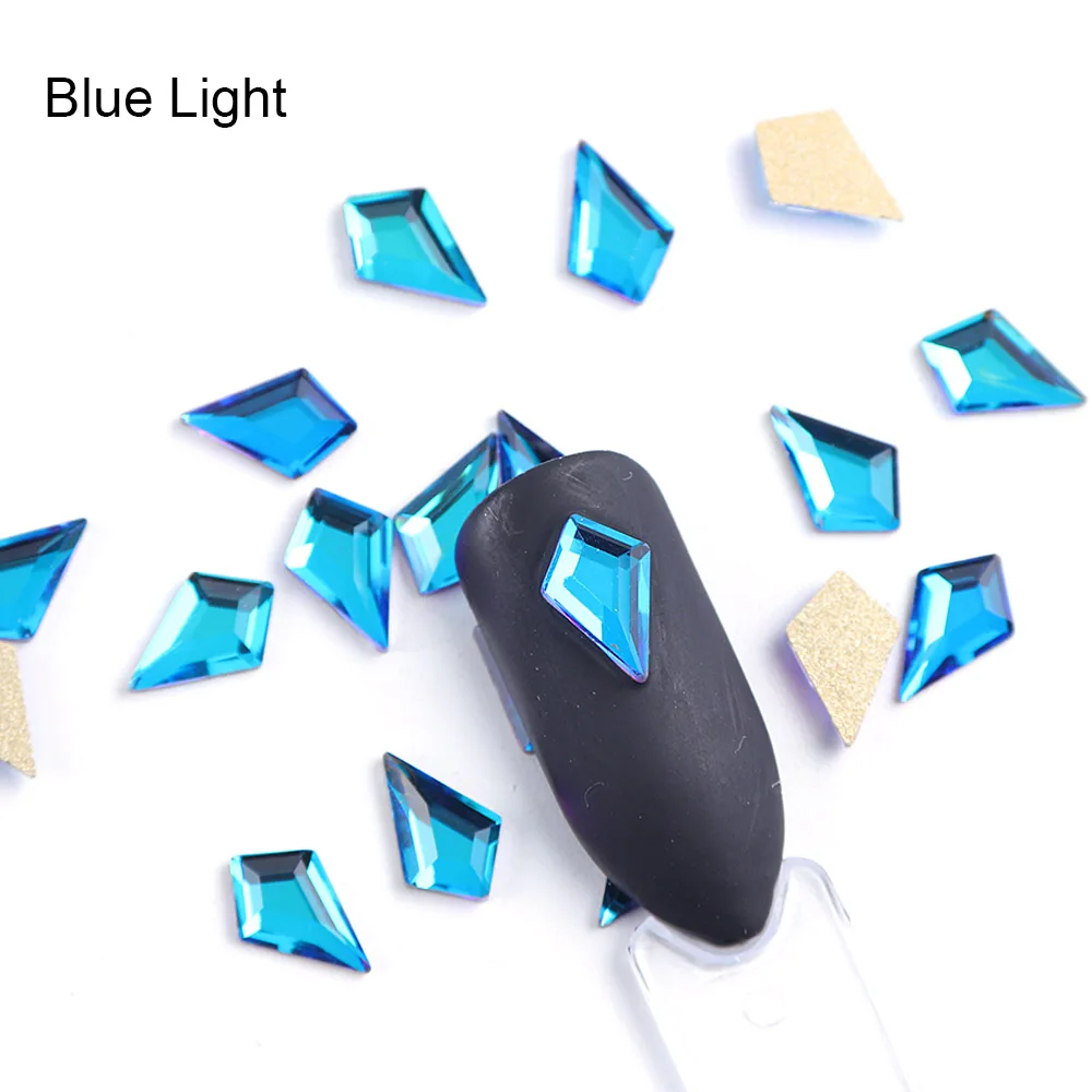 Blue Light 10 шт стрела AB Кристалл 3D гвоздь Шарм Золото плоская задняя сторона Алмазный Блеск Стразы драгоценные камни стразы украшения для маникюра украшение наконечник BE739 - Цвет: Blue Light