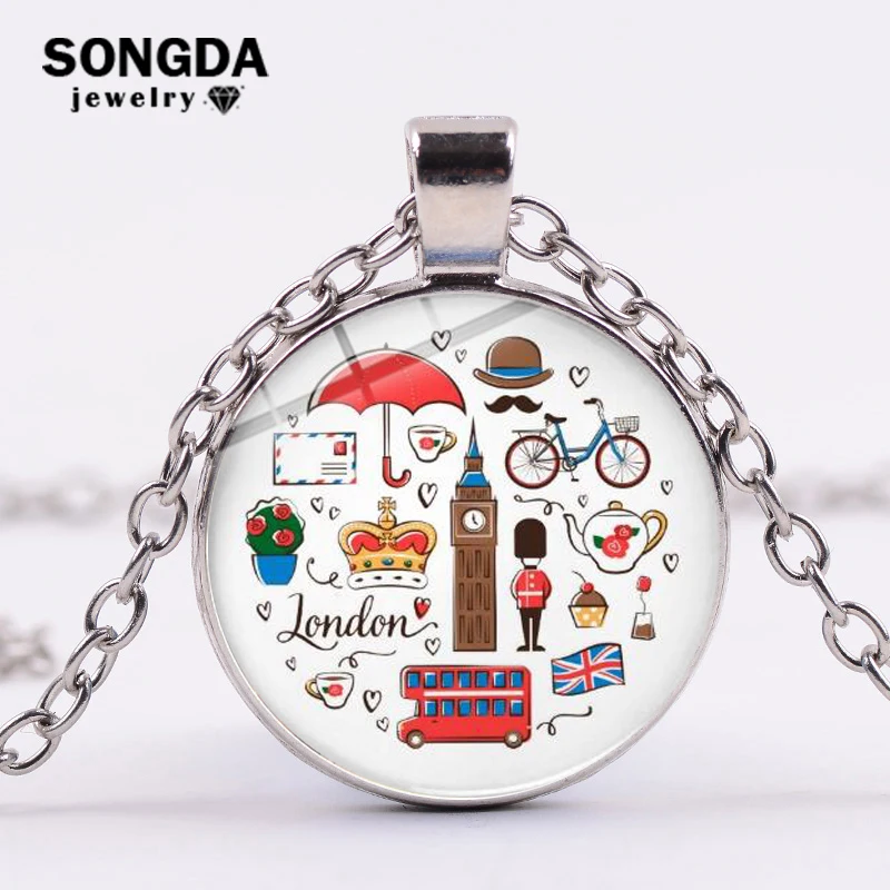 SONGDA классический Лондон тематическая подвеска ожерелье красный двухэтажный