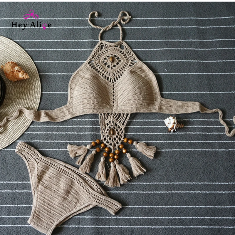 Heyelice Crochet Bathing Suits Bikinis Women New High Neck Swimwears Beach Modern Swimsuits Sexy Brazilian Biquinis | Спорт и