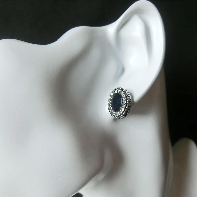 Двойной коты серьги для женщин геометрический сова синий Винтаж модные дешевые