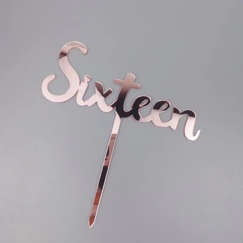 5 pcs acrylic rose gold sixteen cake topper 16th birthday | Дом и сад