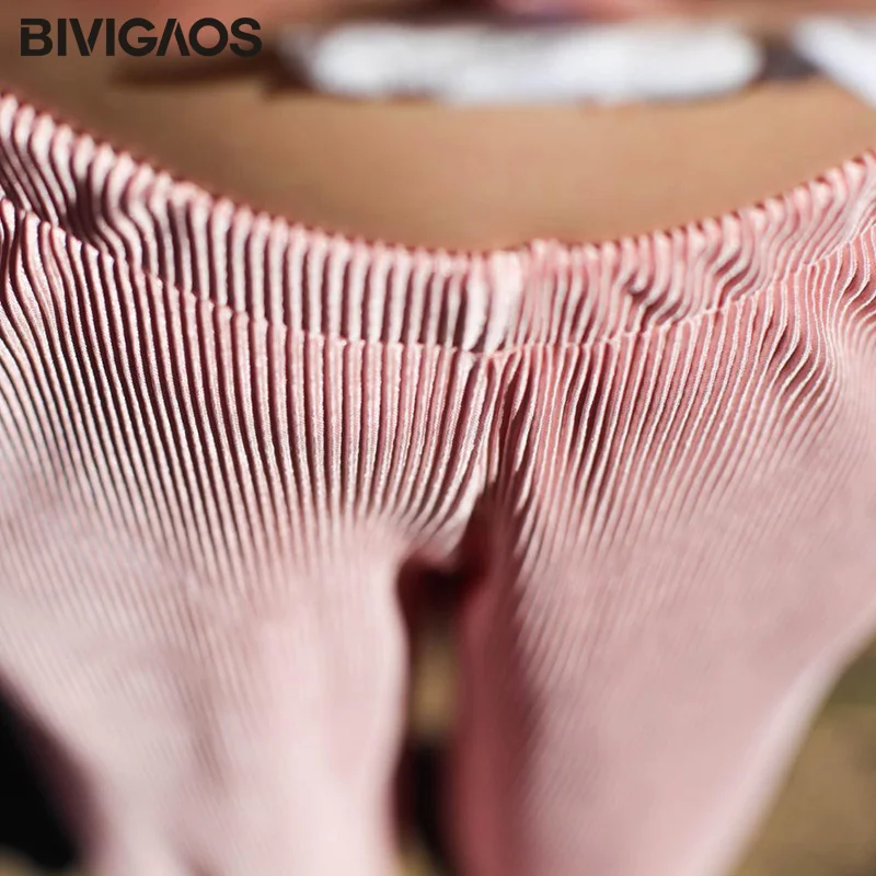 BIVIGAOS Мода и досуг летние плиссированные шифоновые широкие брюки женские