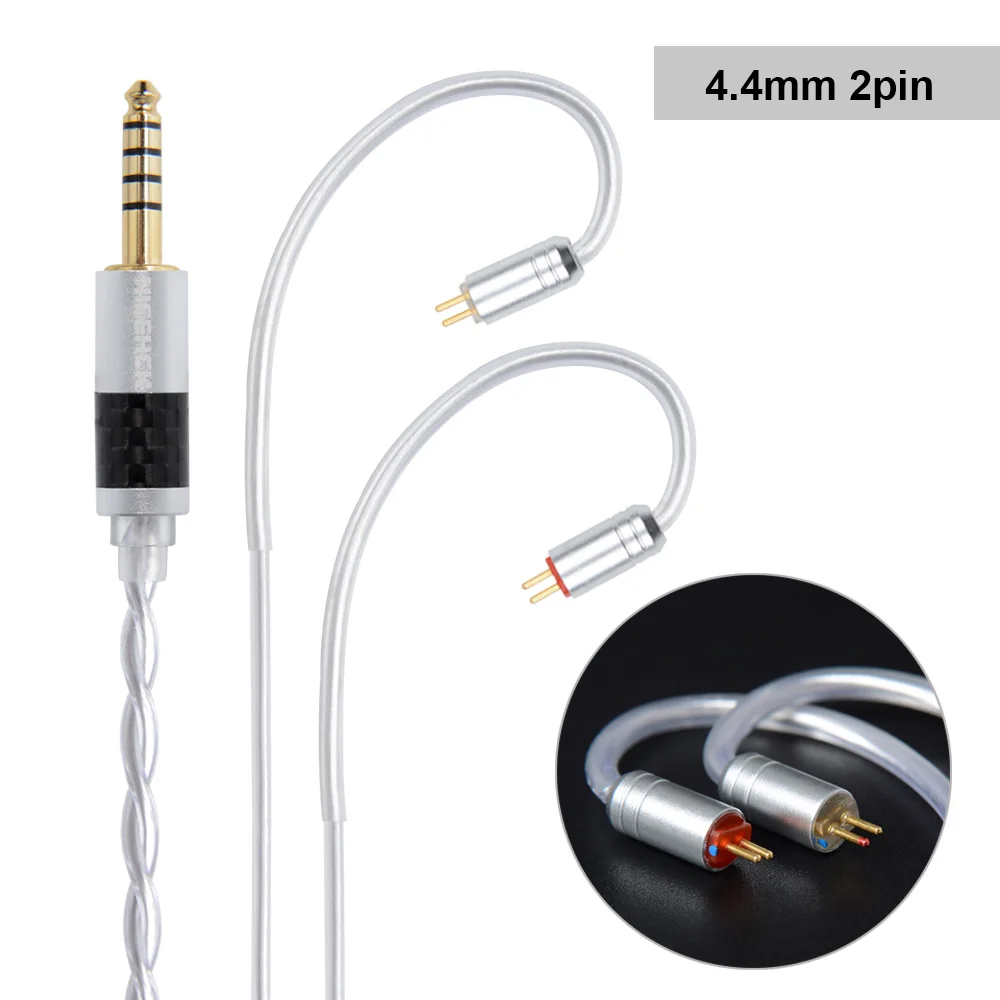 4.4mm plug with 2Pin NICEHCK одиночные Кристальные медные Подвески в виде сердца кабель 3,5/2,5/4,4 мм разъем MMCX/2Pin разъем для KZZSXZS10 CCAC16 NICEHCK NX7 - Цвет: 4.4mm plug with 2Pin