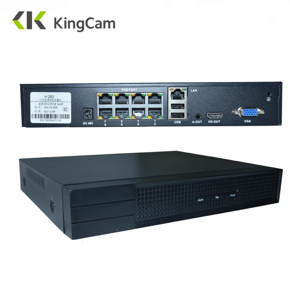 KingCam 4CH/8CH 5MP/4MP/1080 P 48V 802.3af POE NVR система видеонаблюдения комплект P2P ONVIF сетевой видеорегистратор для POE IP камеры
