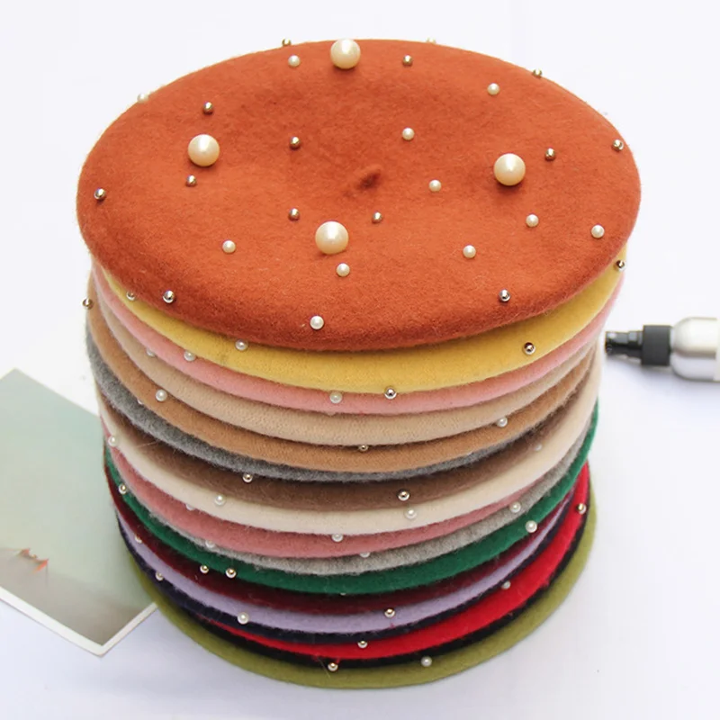 Шерсть Для женщин вязать берет зима-осень теплые женские британский стиль леди