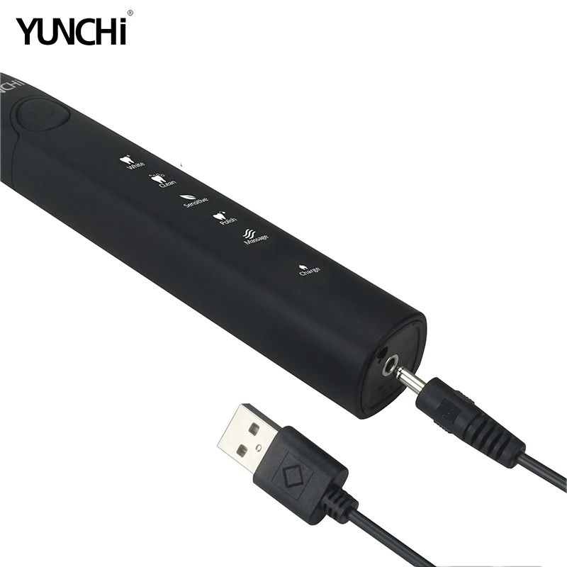 Yunchi Ультразвуковая электрическая зубная щетка сменные головки щетки зарядка