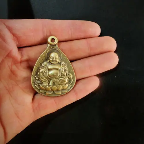 Китайская ручная вырезанная Чистая латунь искусственная кожа Маленькая