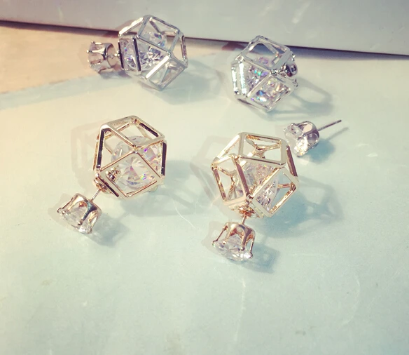 2016 модные геометрические серьги с кристаллами золотого и серебряного цвета