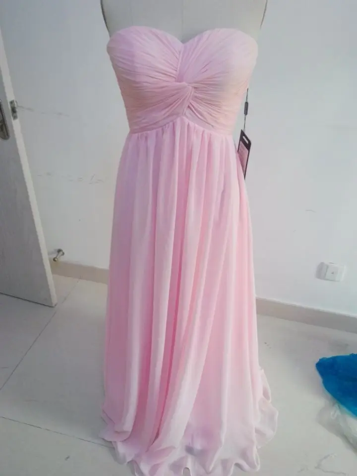 

Pink Sweetheart Neck real Picture Bridesmaid Dresses Wedding party Dress 2015 Chiffon Long Sleeveless bridesmaid Gowns AV010