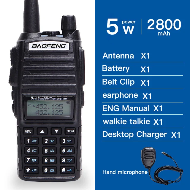 Baofeng UV-82 портативной рации 5 W двойной PTT УВЧ и УКВ радиолюбителей 2 способ радио для охоты трекер Woki токи Хэм CB радиостанции УФ-82 - Цвет: Синий